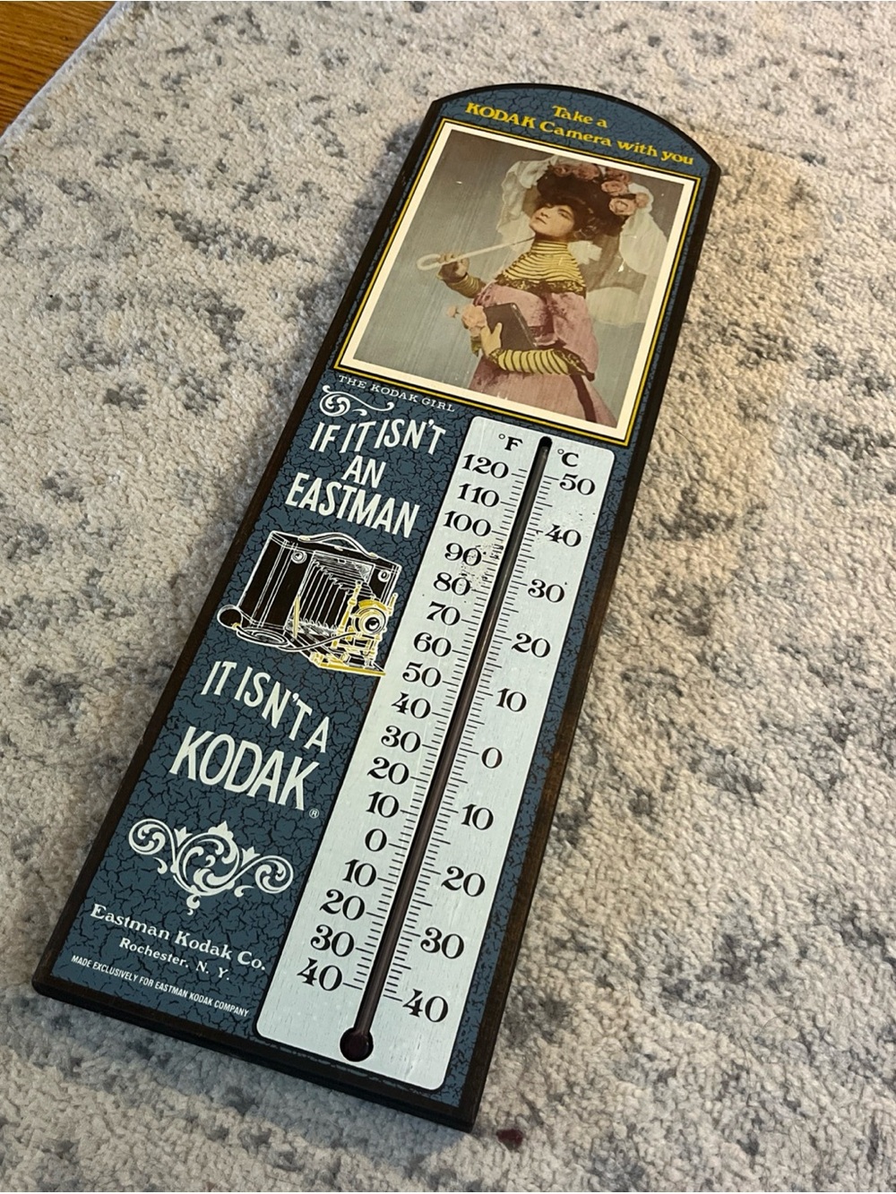 Kodak Blue and Black Retro Wall Thermometer Plaque